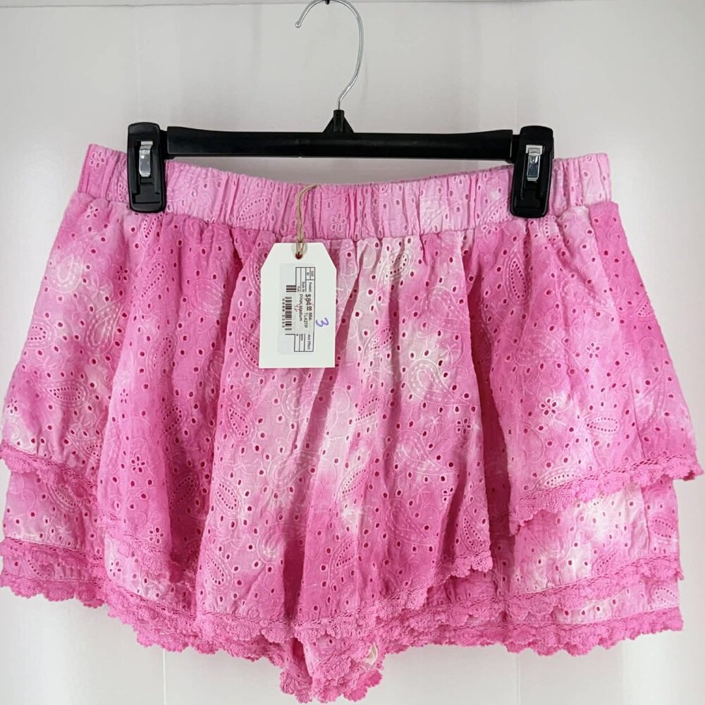 Free The Roses Pink Eyelet Lace Skort Women’s M Coquette Cottagecore Boho Y2K